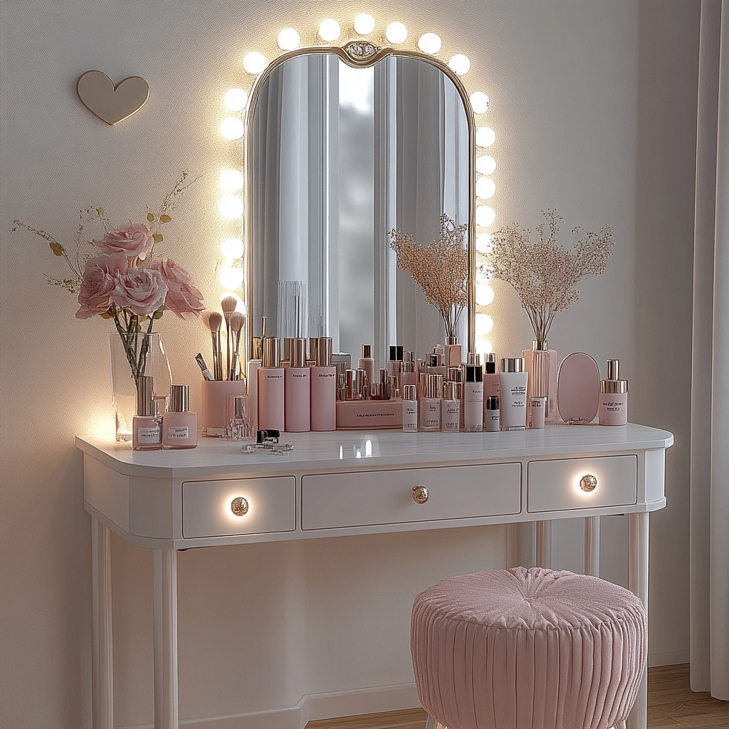 Create a Simple and Affordable DIY Makeup Vanity with Practical Lighting: A Minimalist Approach to a Serene Beauty Space