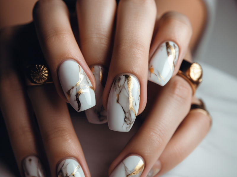 Trending marble nail designs for 2024
